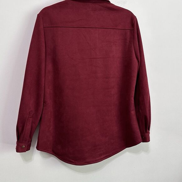 Ninety Clothing Company Snap Front Shirt Wine Medium Shacket Soft Pockets NEW‎ - Picture 8 of 10